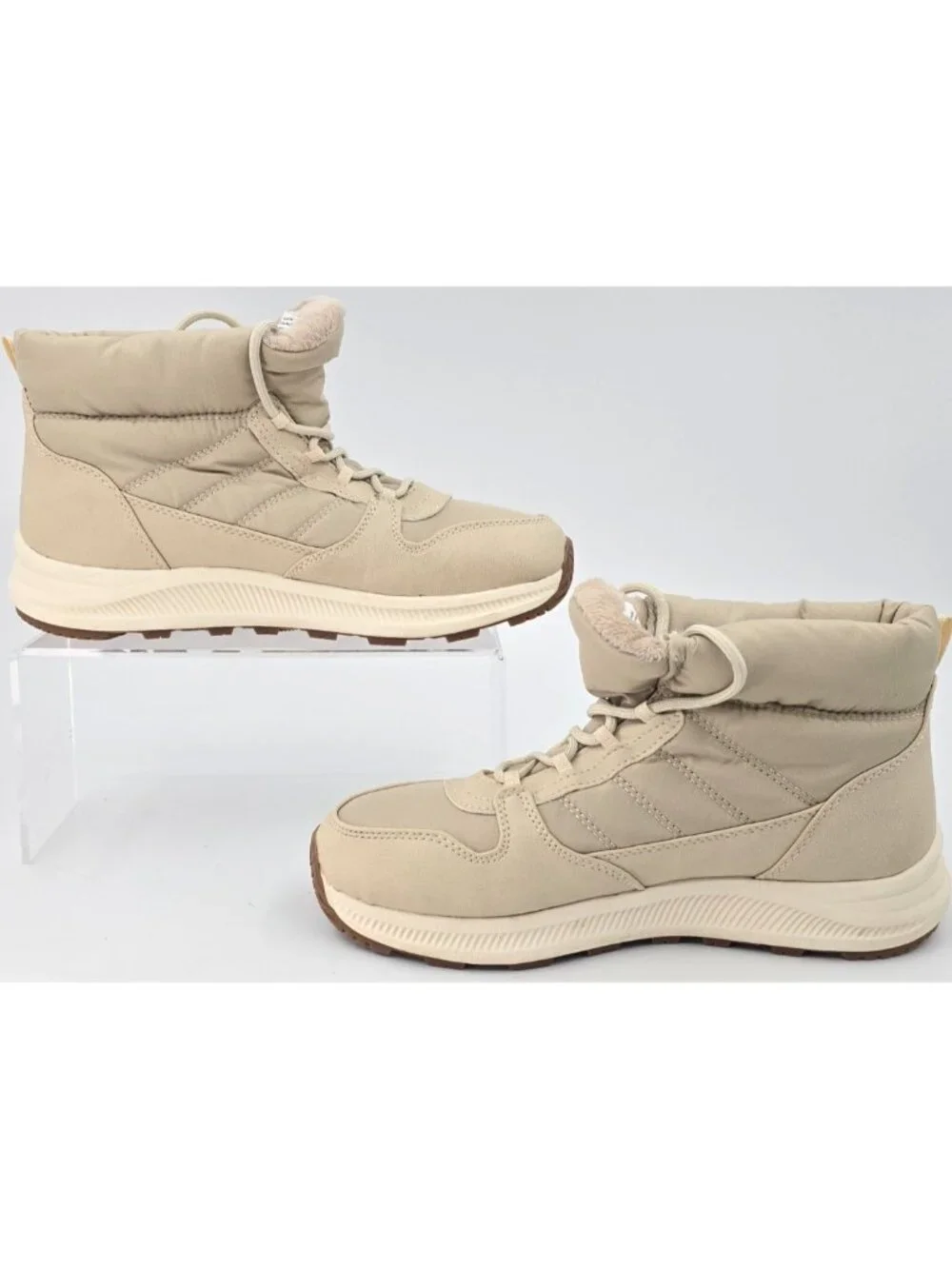 Eddie Bauer Winter Boot Balasana Puffer Tan Faux Fur Lined Lightweight Women's 9